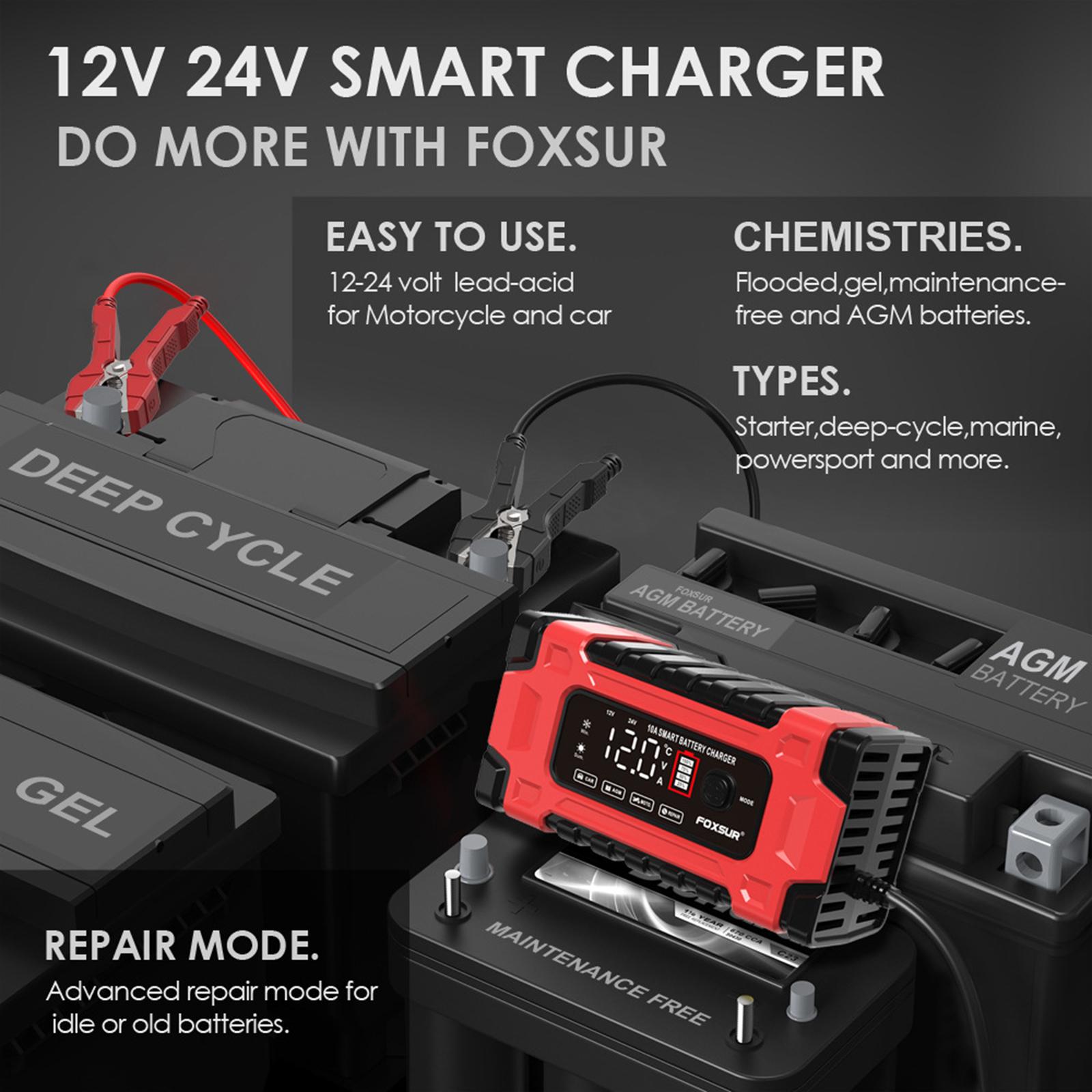 Car Battery Charger Battery Maintainer for Lawn Mower Marine Motorcycle