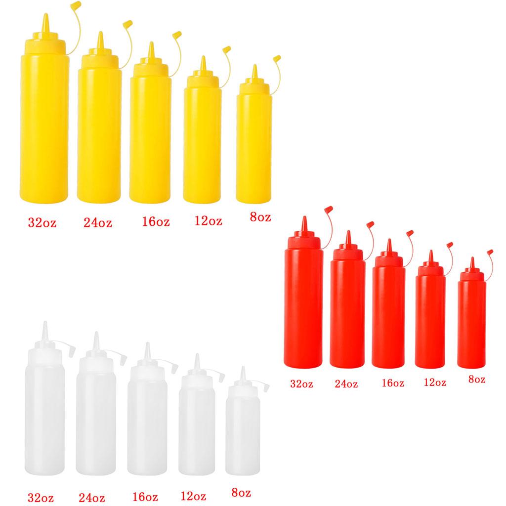 Plastic Squeeze Bottle Ketchup Mustard Sauce Vinegar Dispenser Red 720ml