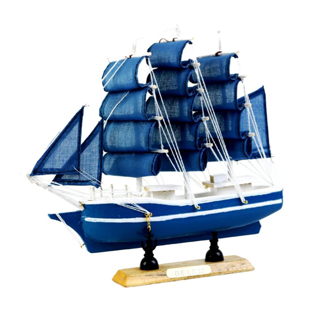 Mediterranean Style Handmade Wooden Sailboat Model Decoration Boat Gift