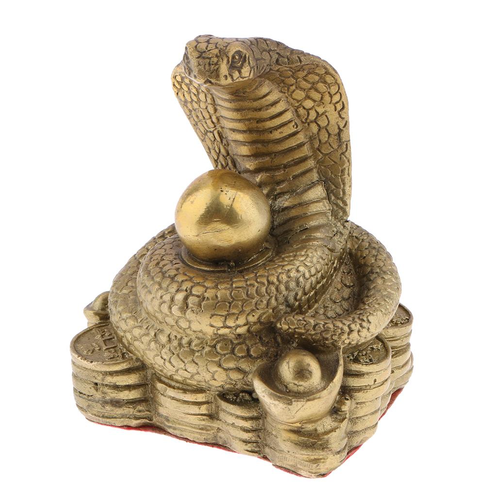 Pure Brass Chinese Twelve Zodiac Animal Figurine Ornament Luck Charm Snake