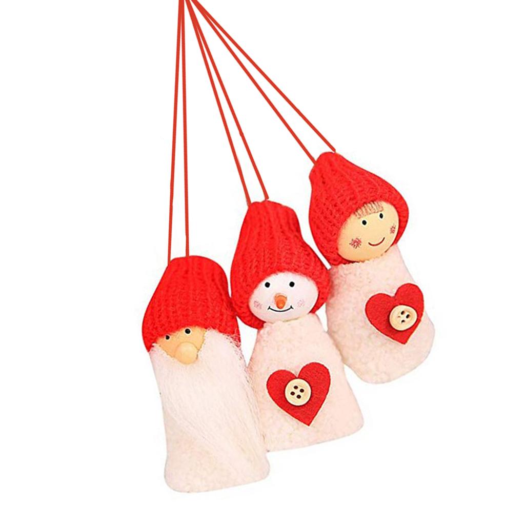 Christmas Santa Claus Snowman Girl Pendant Doll Hanging Treetop Decor Set A