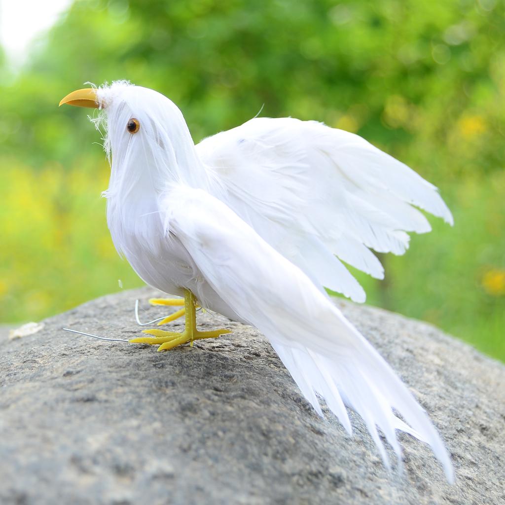Realistic Birds Crows for Garden Weding Home Decoration  White