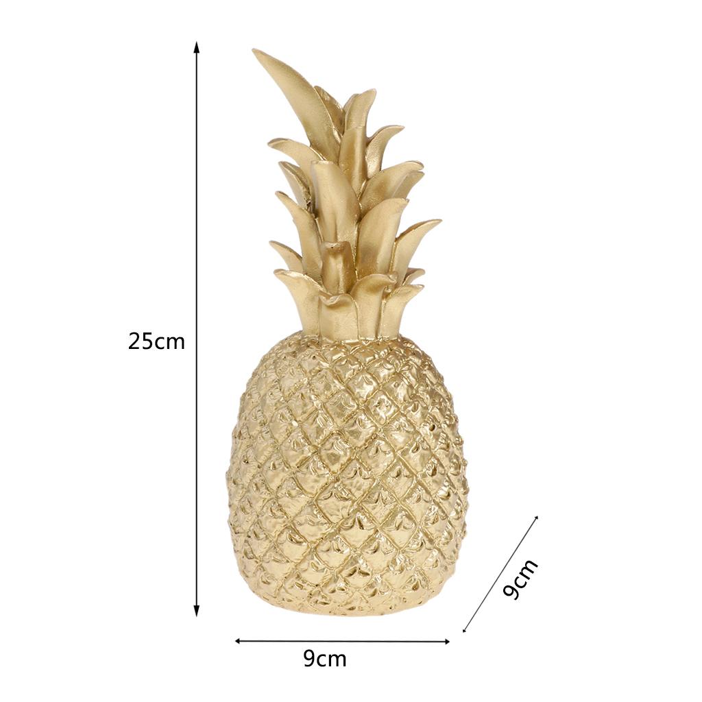3xCreative Resin Pineapple Shaped Ornament Golden Showpiece 9x9x25cm