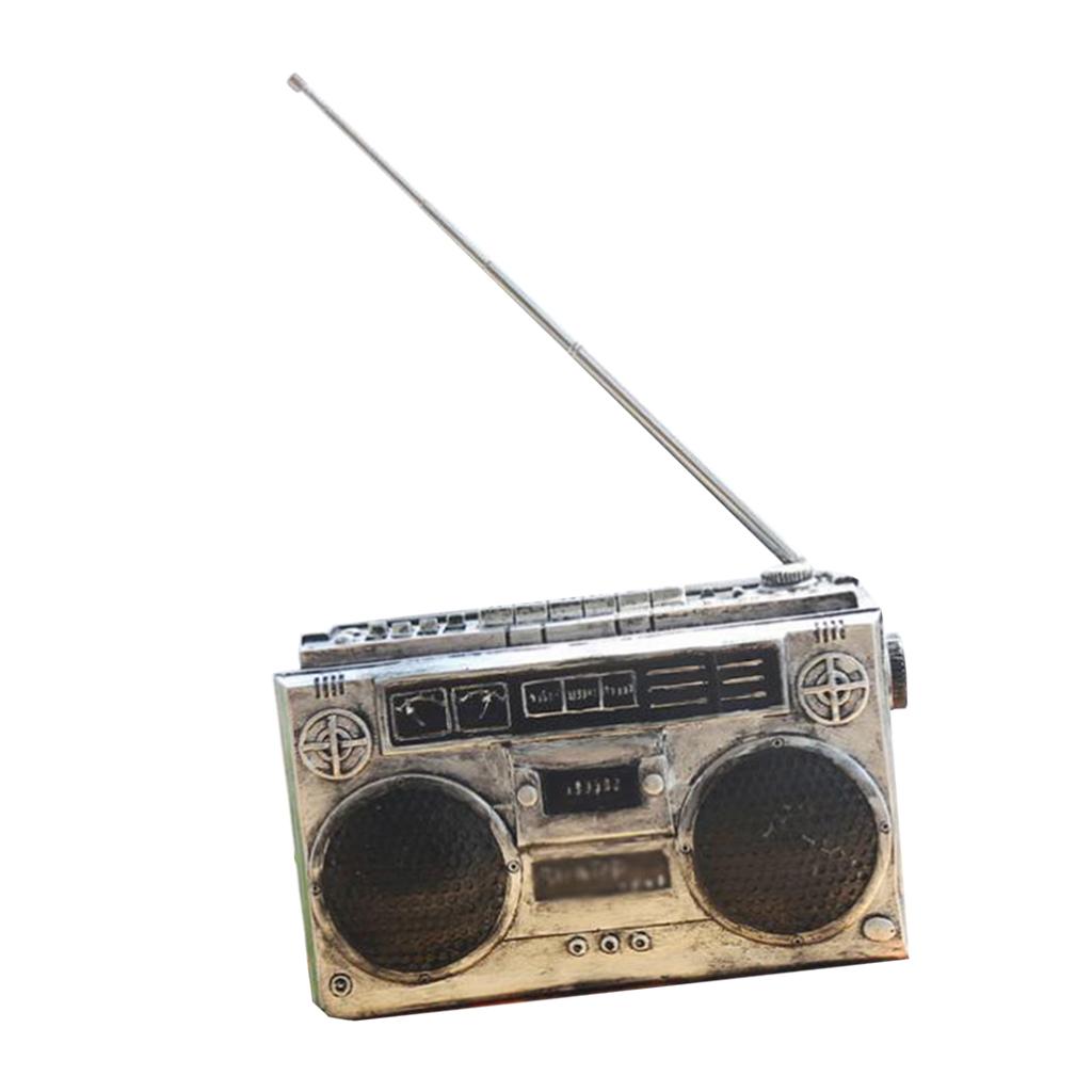 Vintage Style Resin Radio Crafts for Living Room Office Gallery Silver