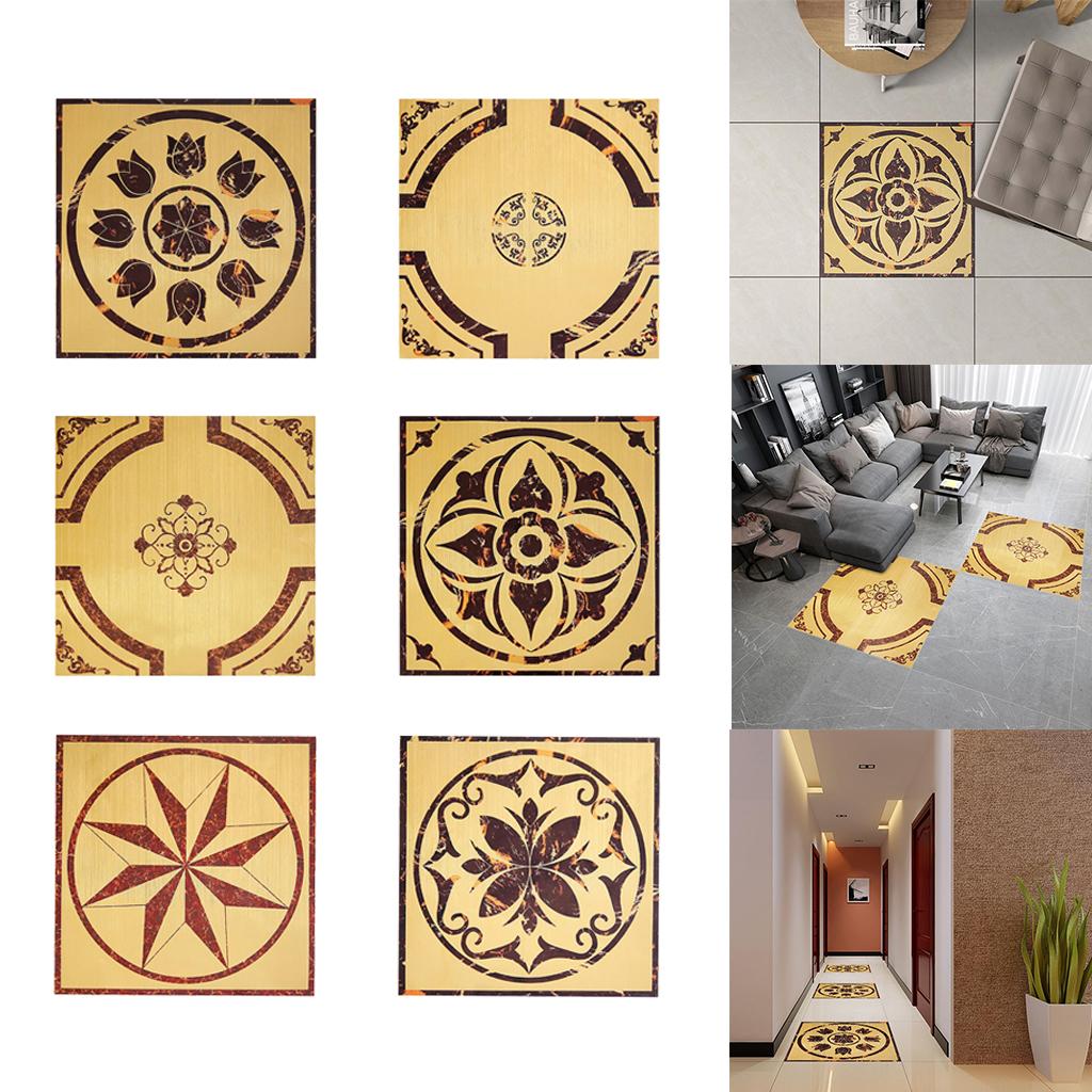 Removable  Self Adhesive Floor Stickers PVC Brushed Gold Style01-40x40cm