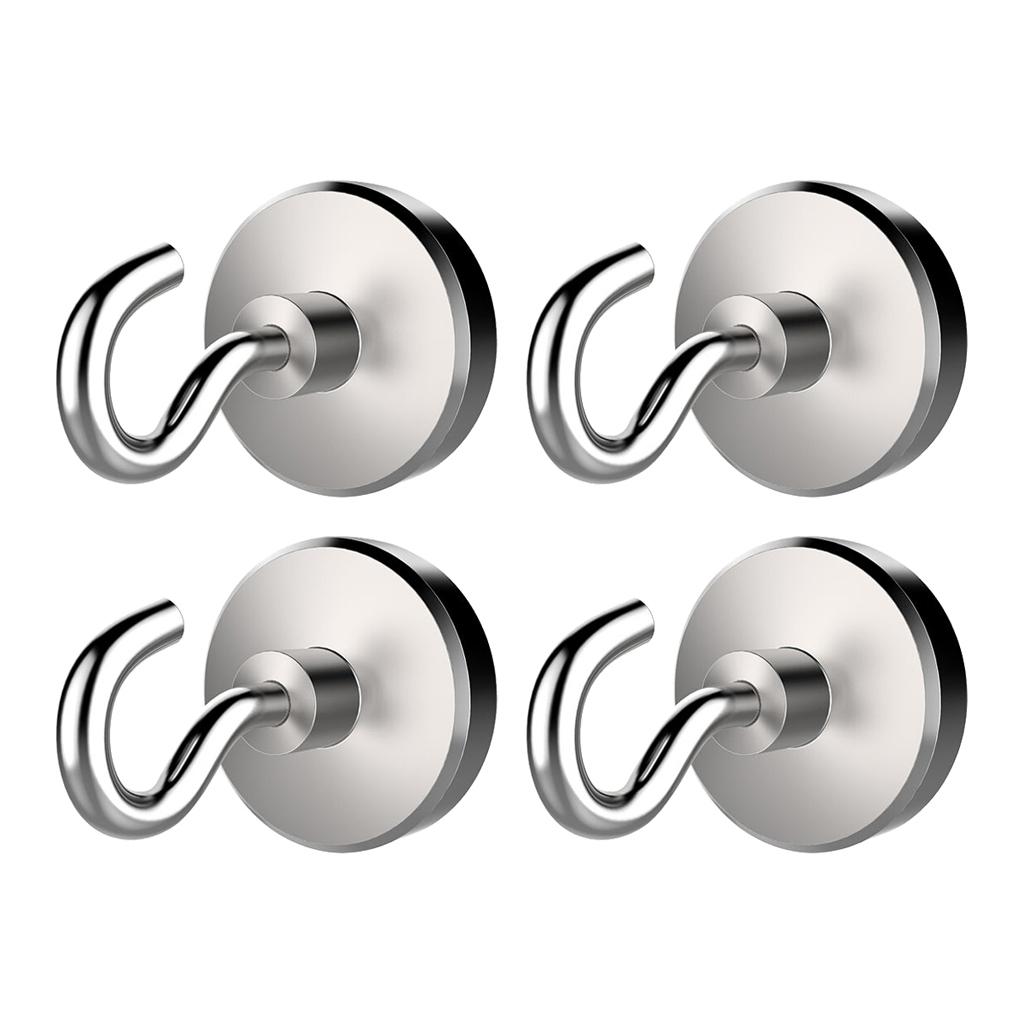 4pcs Magnetic Hooks Hangers for Bathroom Kitchen Bedroom Garage 12mm Base