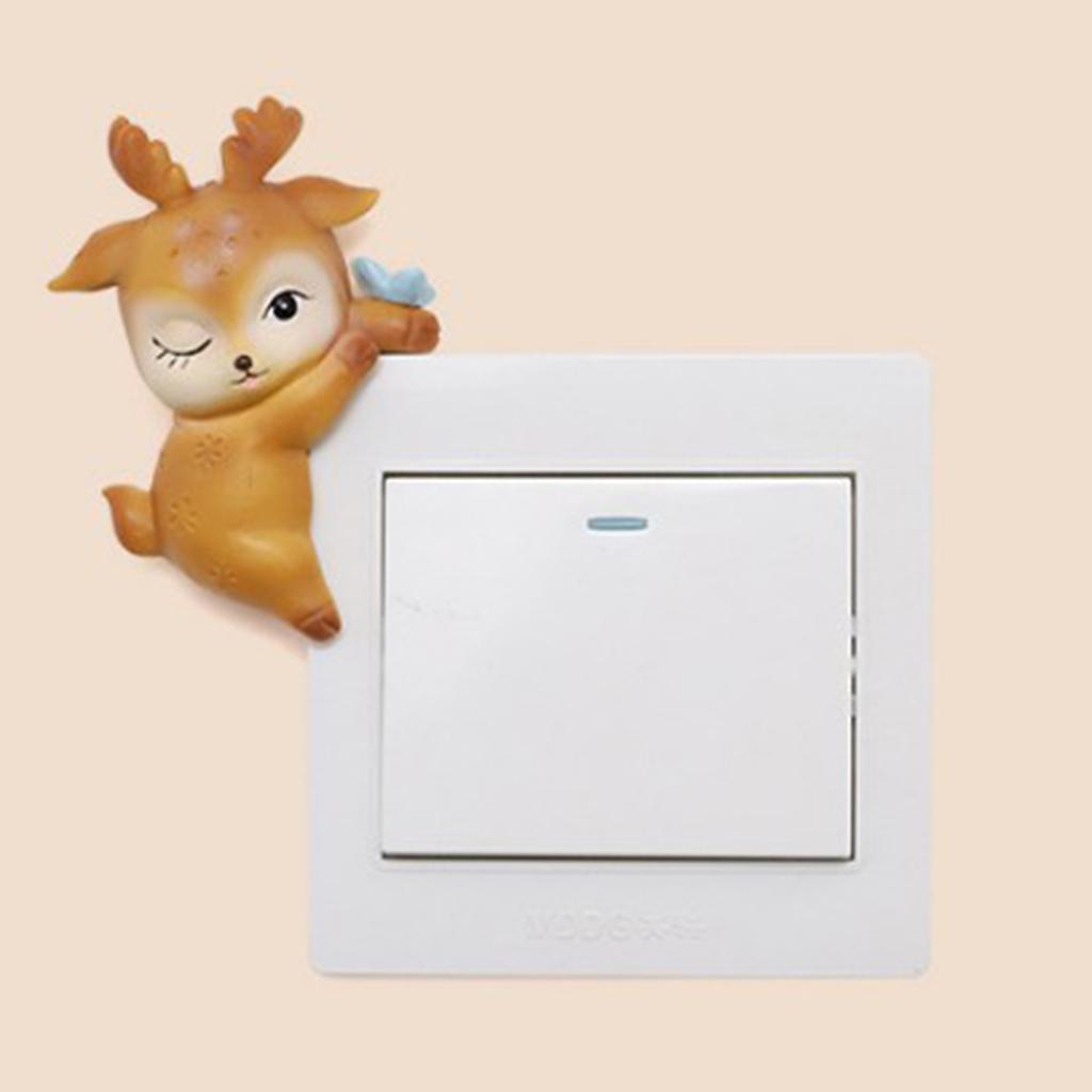 Cute Deer Shape Switch Decor Figures For Home Kitchen Bedroom Switch Decor C