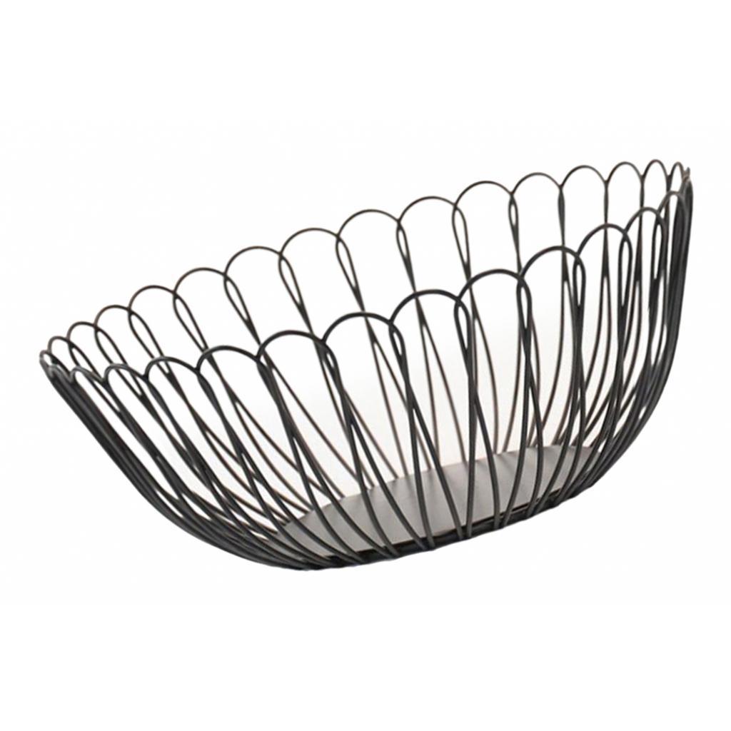 Iron Metal Fruits Plates Desktop Snack Storage Fruit Bowls Petal_Black