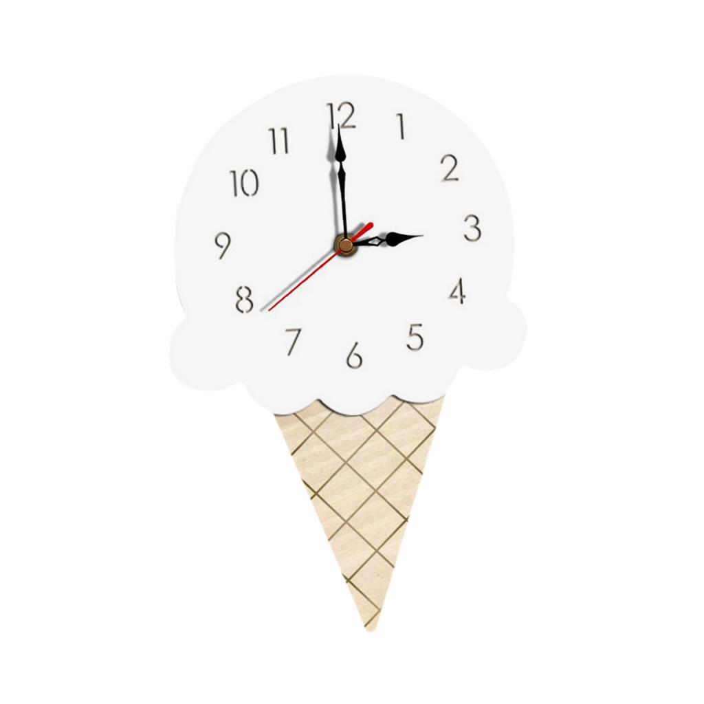 Creative Cartoon Ice Cream Kids wall clock Acrylic Wall Hanging Clock White