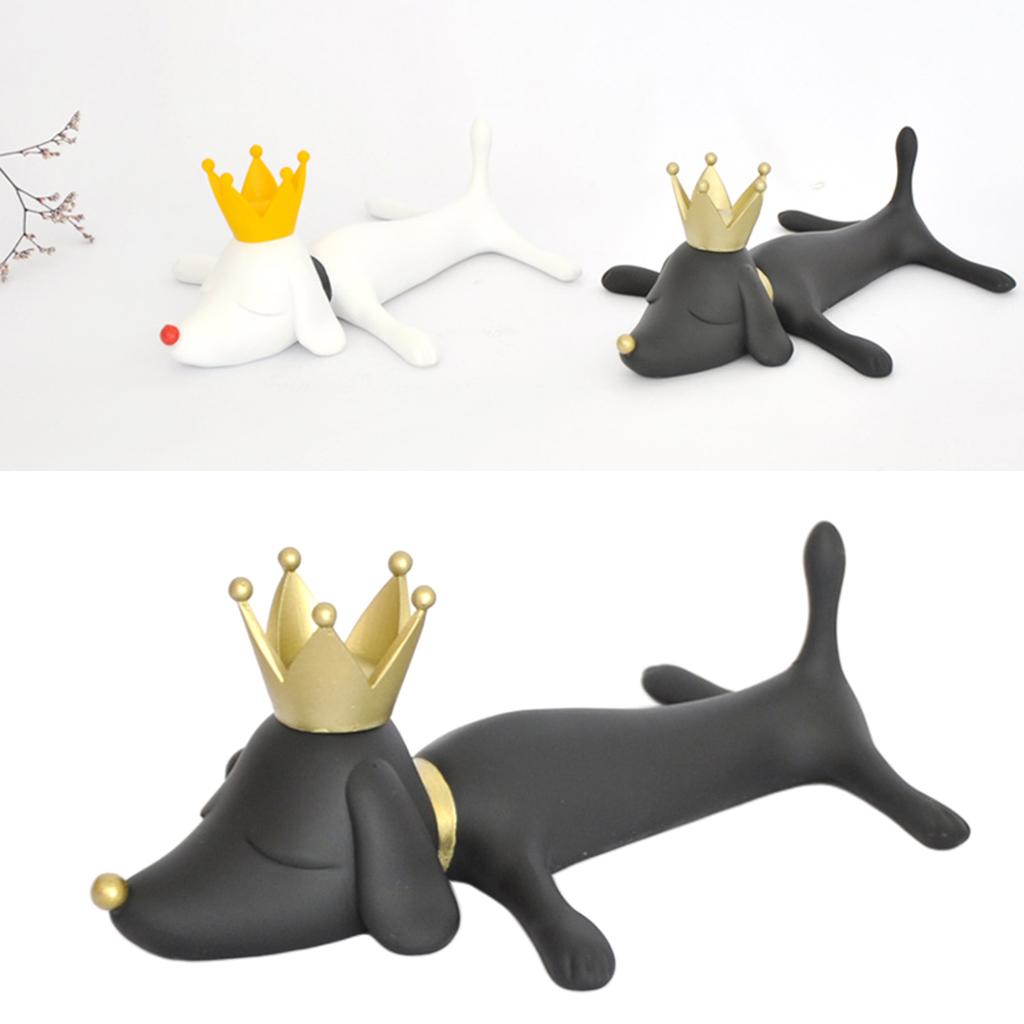Home Ornament Cute Sleeping Dogs Statue Furnishing Article Kids Toys Black_S