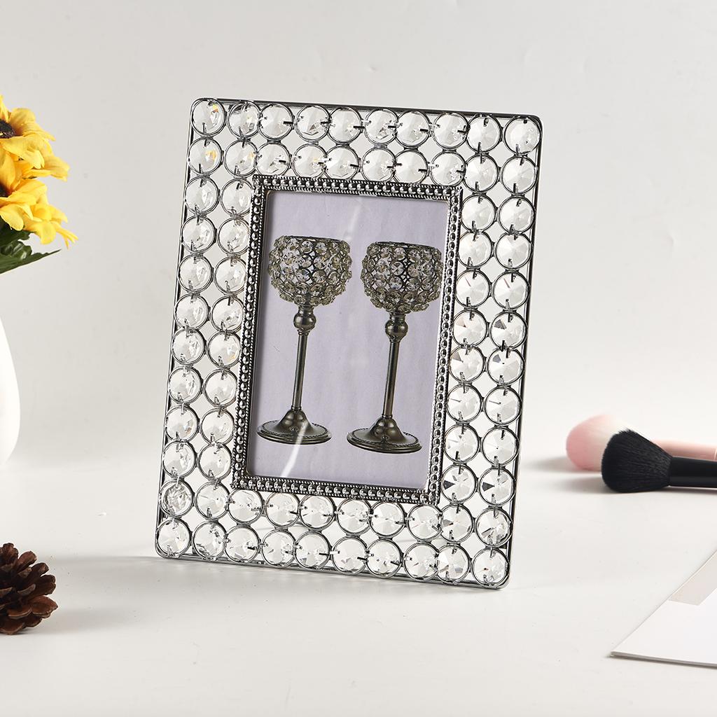 Handmade Crystal Picture Frame Wedding Favor Home Living Room Office Silver