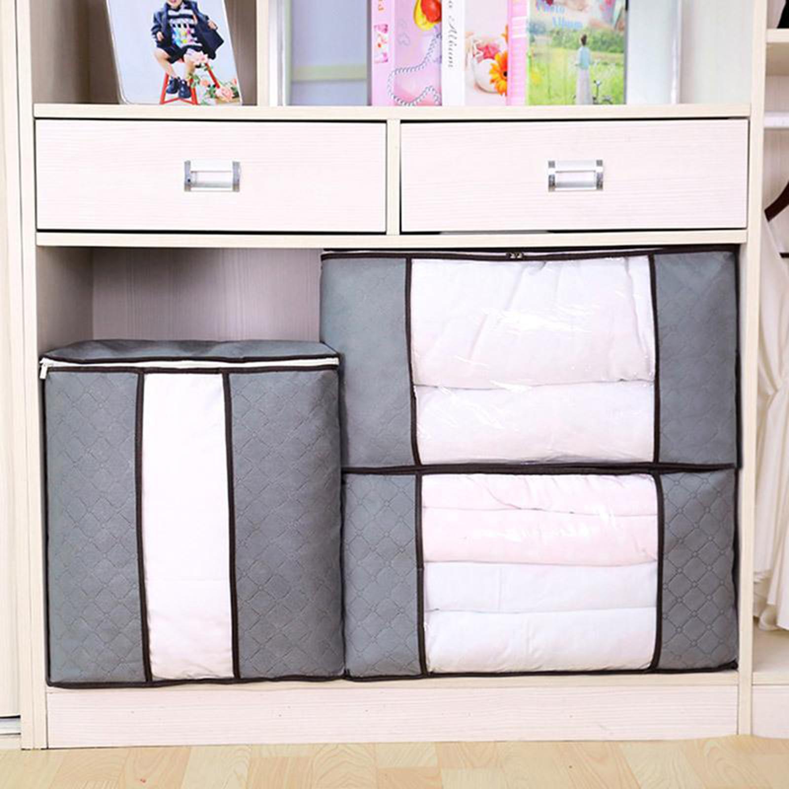 3PCS Foldable Storage Bag Organizers Clothes Quill Storage  Pink vertical