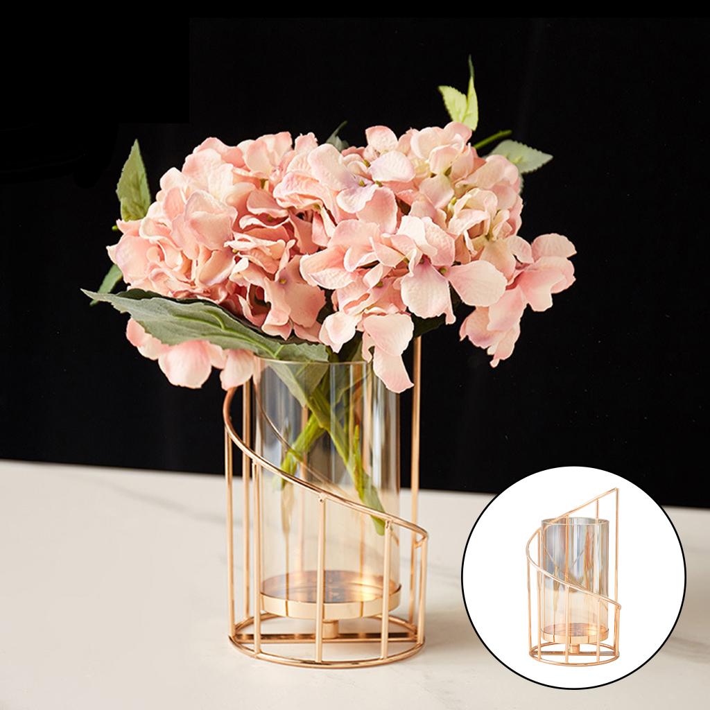 Candle Holder Artificial Flower Vase Candlestick Centerpiece Ornament L