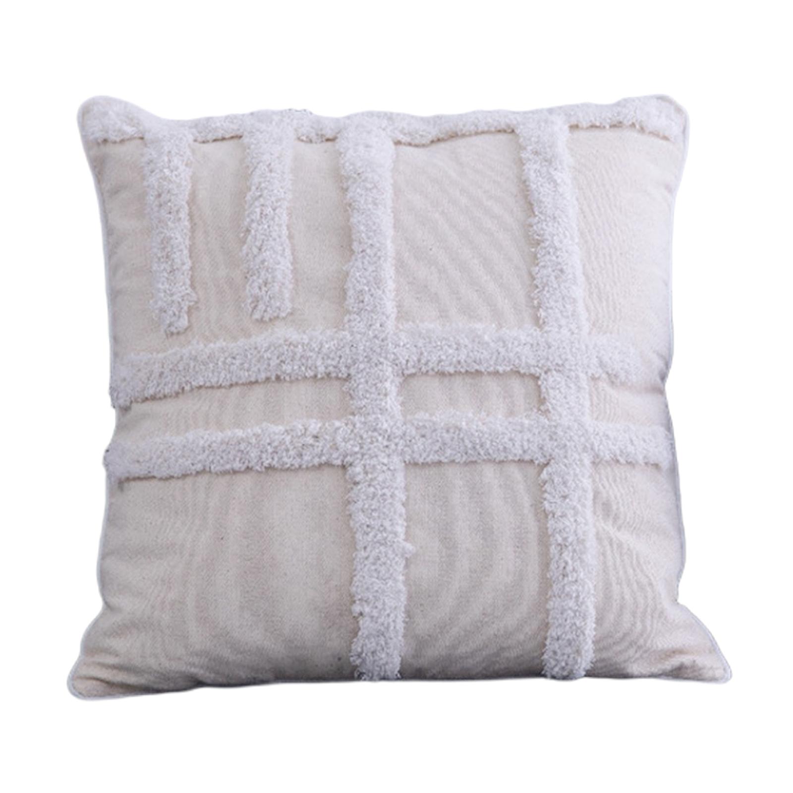 Throw Pillow Cover Tassels Woven Tufted Cushion Cover for Bed 45x45cm E