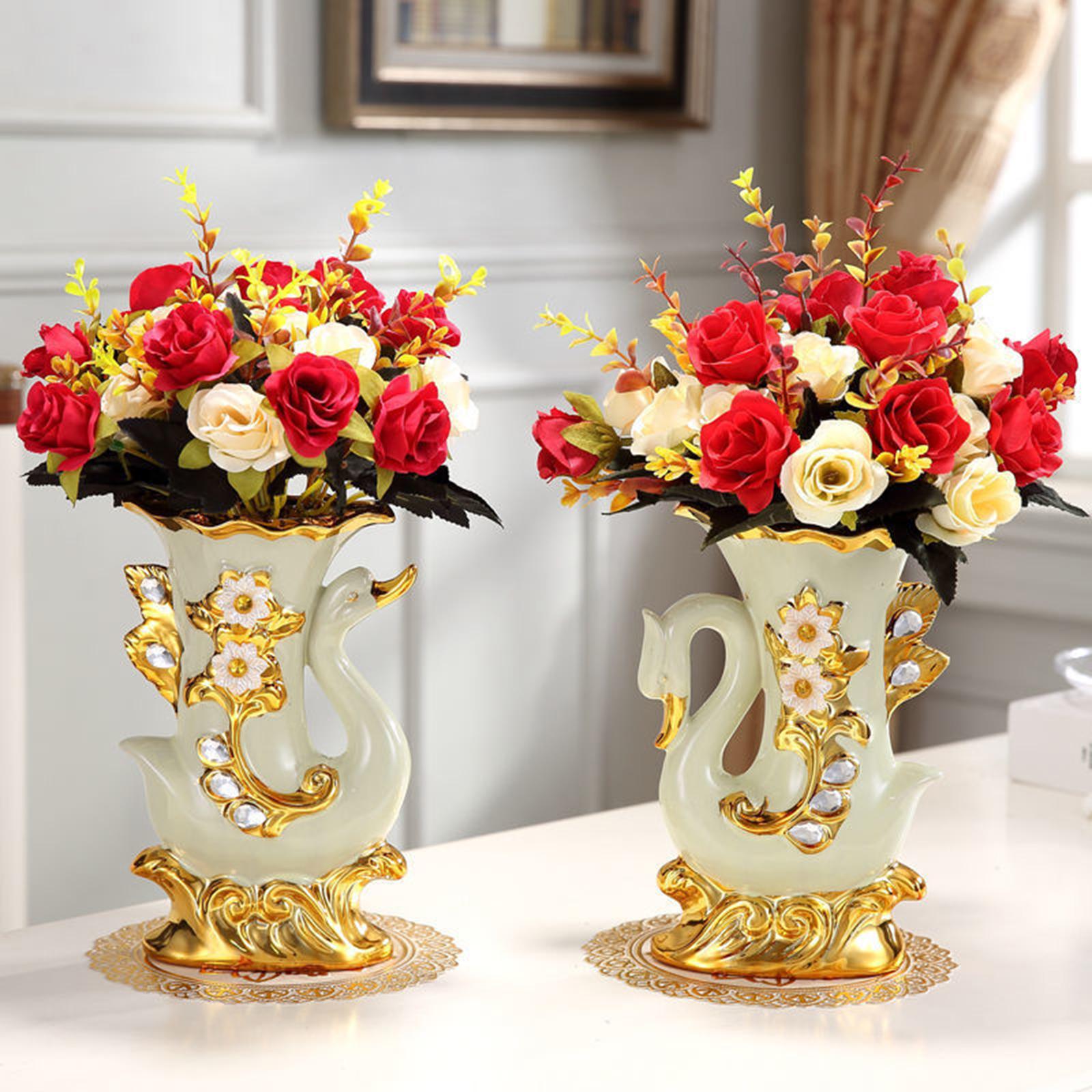 2x Ceramic Flower Vase Floral Vases Desktop Decor 