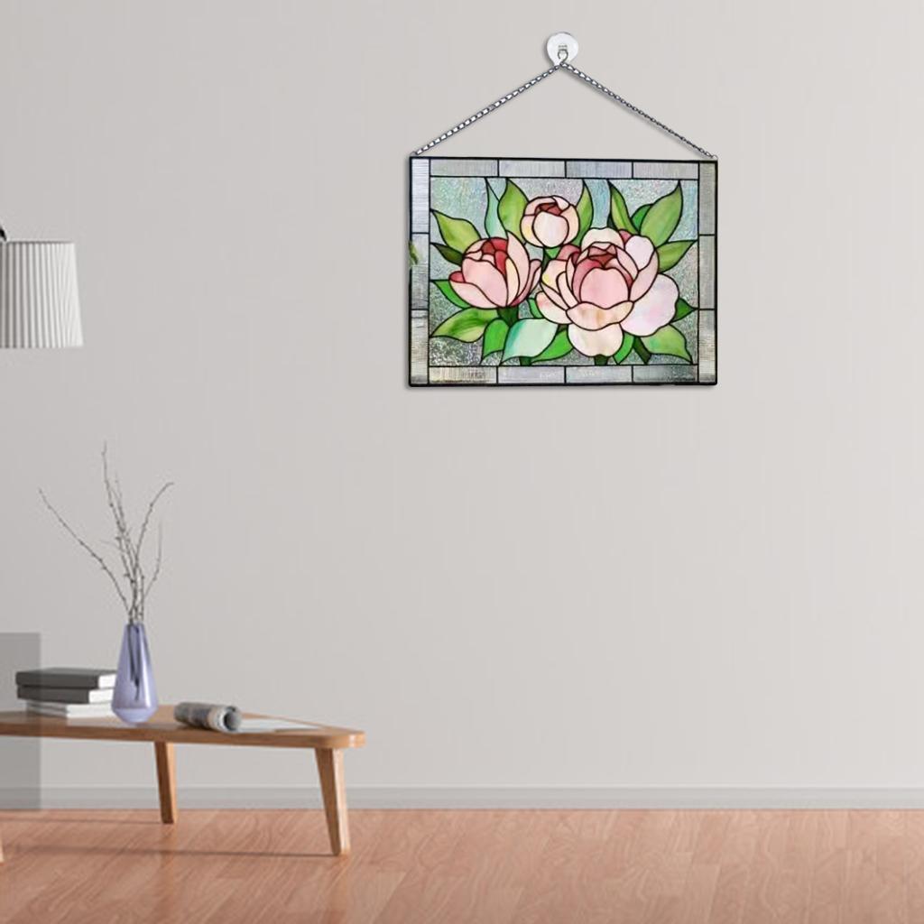 2 Pieces Stained Rectangle Window Panel Wall Decors