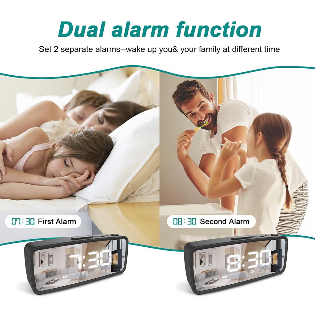 Digital Alarm Clock LED Electronic Clock Large Display for Bedroom Black