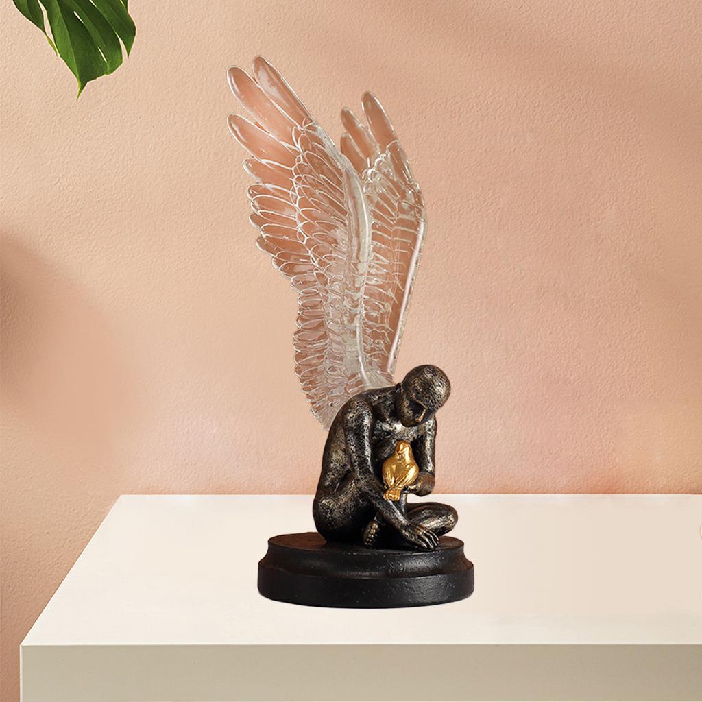 Angel Wing Statue Retro Vivid Figurine Bedroom Tabletop Decor Clear Wing