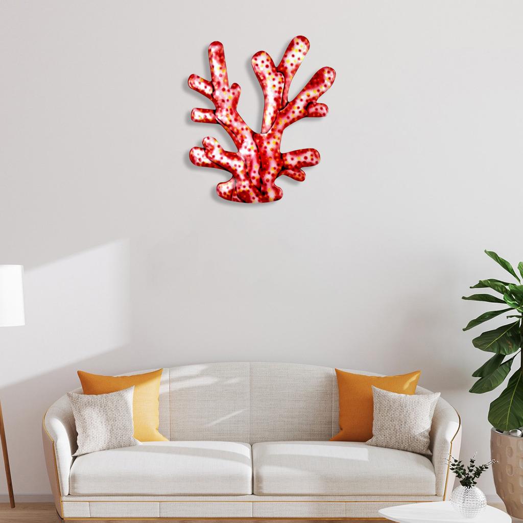 Metal Coral Art Wall Decor Hanging Outdoor Home Garden Patio or Fence Red