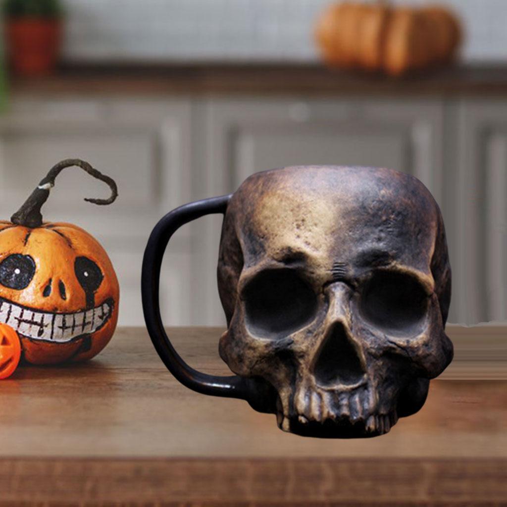 Skull Mug Resin Horror Creative Novelty Drinkware Drinking Cup Halloween A