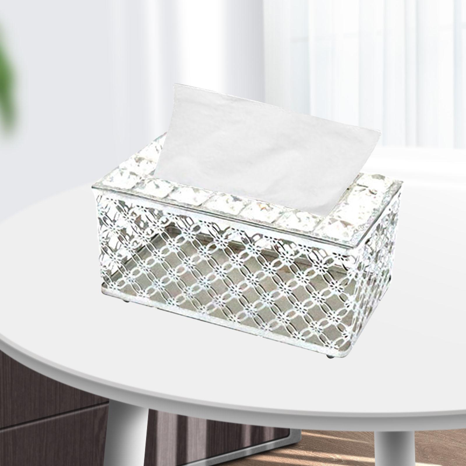 Tissue Holder Box Cover Paper Facial Paper Napkin Crystal 19x11x9cm Silver