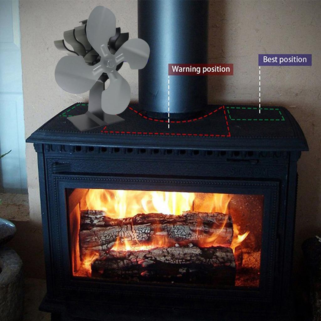 Heat Powered Stove Fan Wood Log Burner Fireplace Fan Eco Friendly Grey