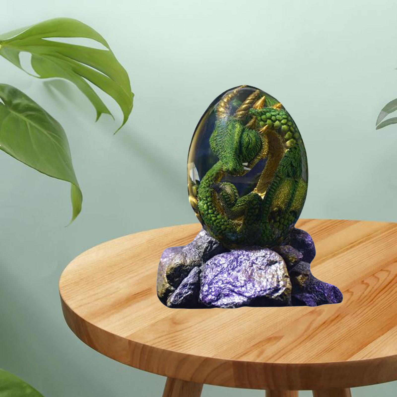 Dragon Egg Crystal Transparent Resin Sculpture Desktop Ornaments Dark Green
