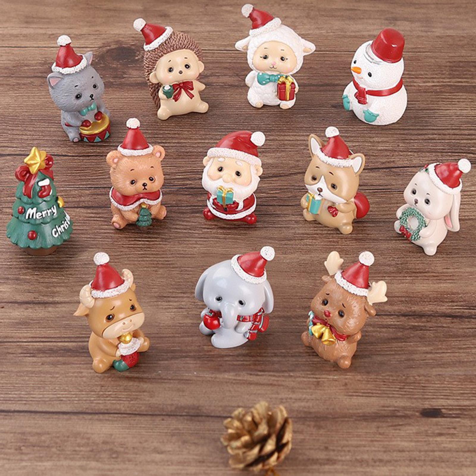 Cute Santa Figurines Doll Resin Xmas Fairy Ornaments for Home Deer