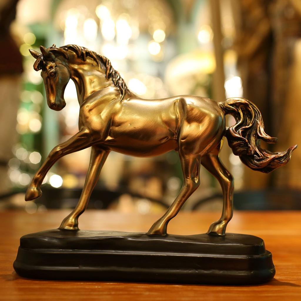 Bronze Horse Statue Resin Figurine Sculpture Handcrafted for Home Decor