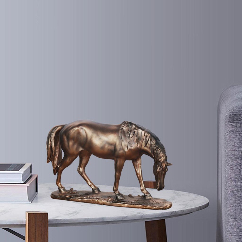 Creative Horse Statue Sculpture Figure Desktop Bookshelf Living Room Copper