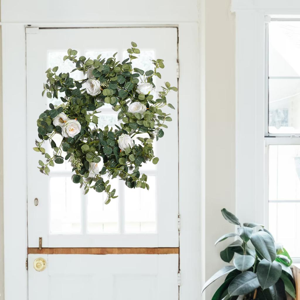 Artificial Vines Fake Eucalyptus Camellias Garland Small White Flower