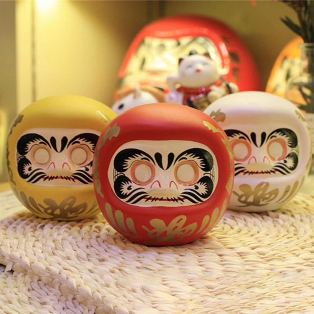 2pcs Japanese Daruma Doll Ornament Piggy Bank Lucky Cat 