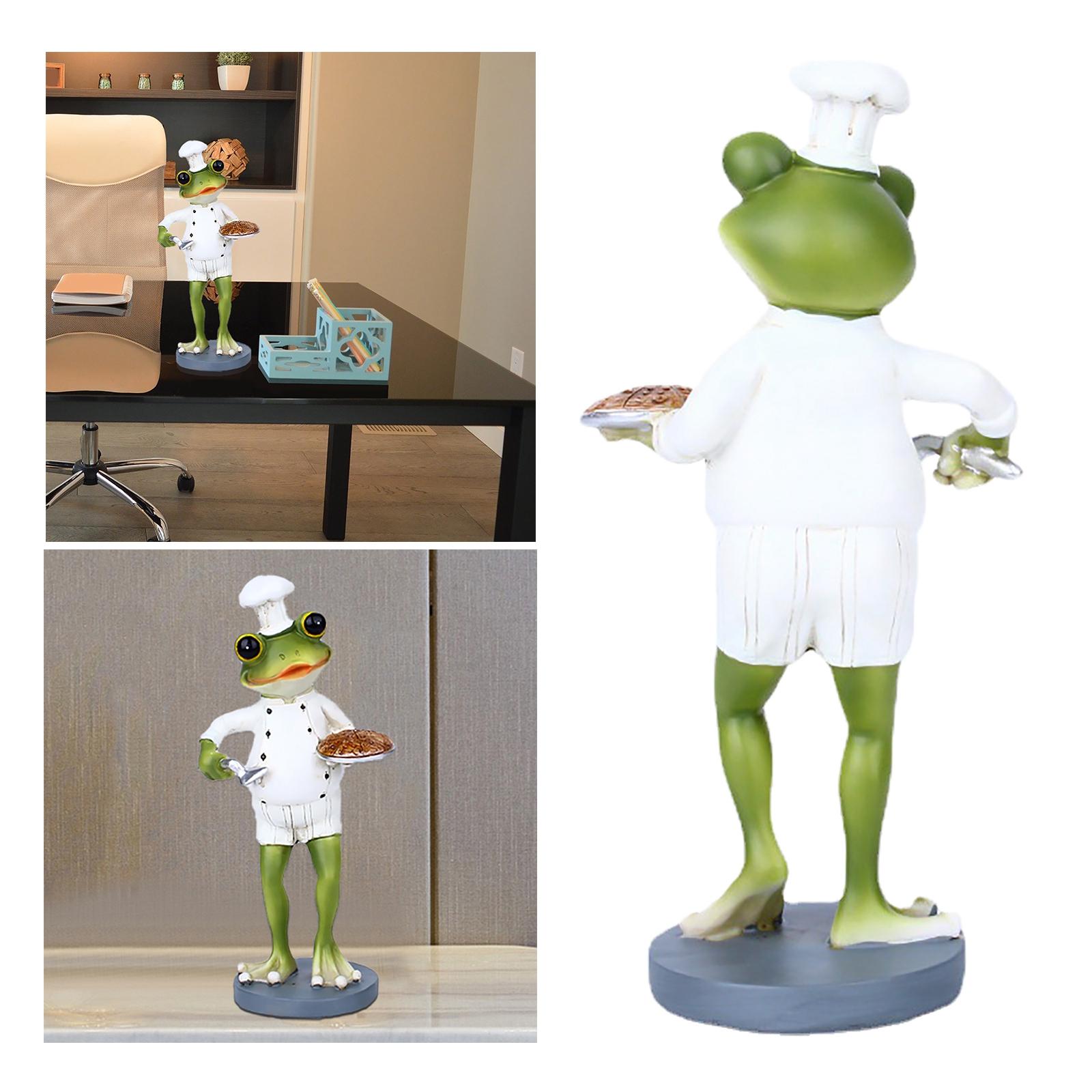 Resin Chef Figurine Frog Sculpture Art Animal for Desktop Restaurant Office
