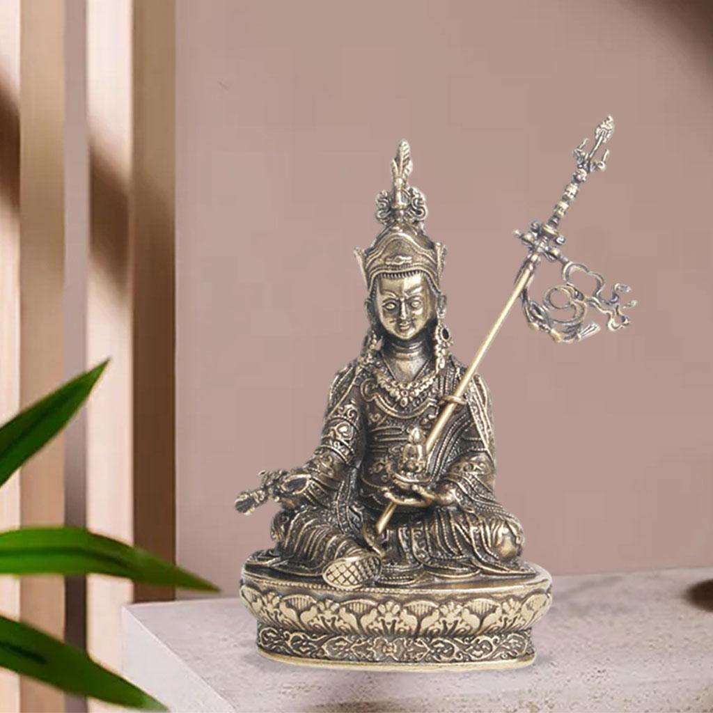 Brass Tibetan Buddha Statue Seated Pose Ornaments Spiritual Collectibles