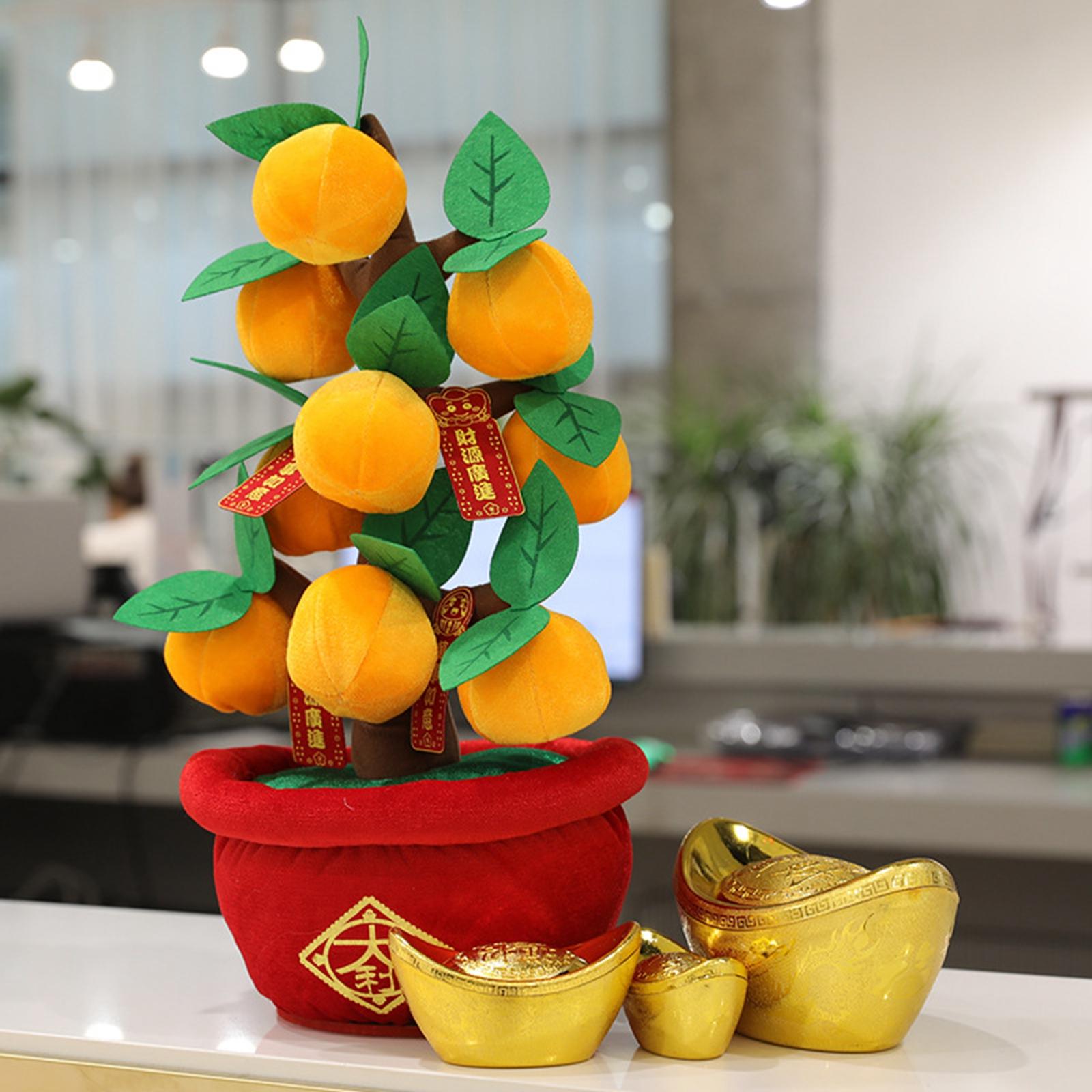 Felt Cloth Simulation Bonsai Ornament for New Year Holiday Orange L