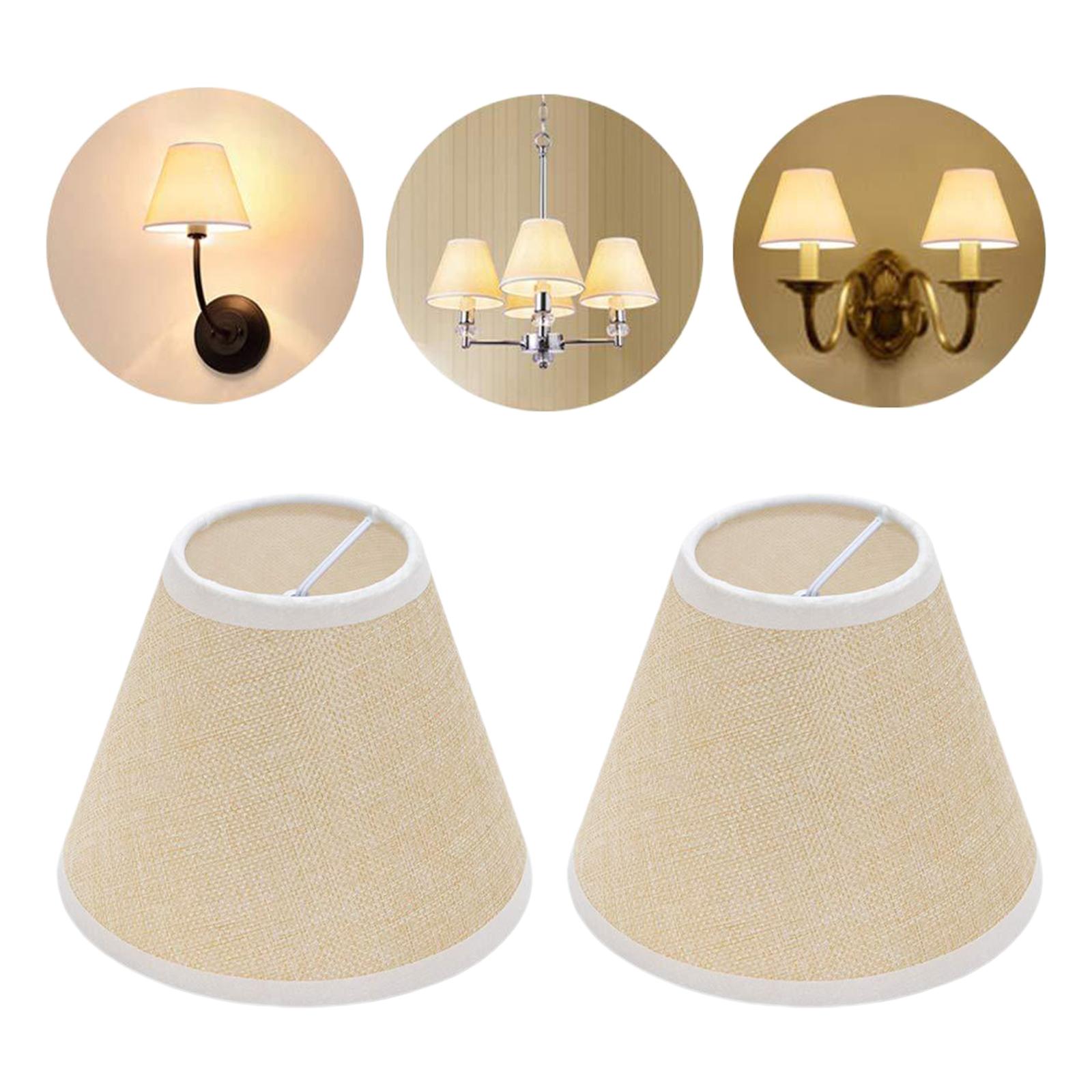 2x Pastoral Style Lamp Shade Lamp Dust Cover Clip On Cloth Hanging Light Khaki