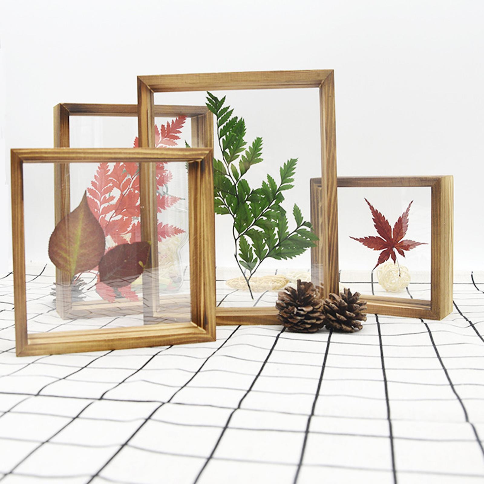 Wood Glass Picture Frame DIY Plant Specimen Herbarium Clip Table Decor 7inch 13.7x18.8cm