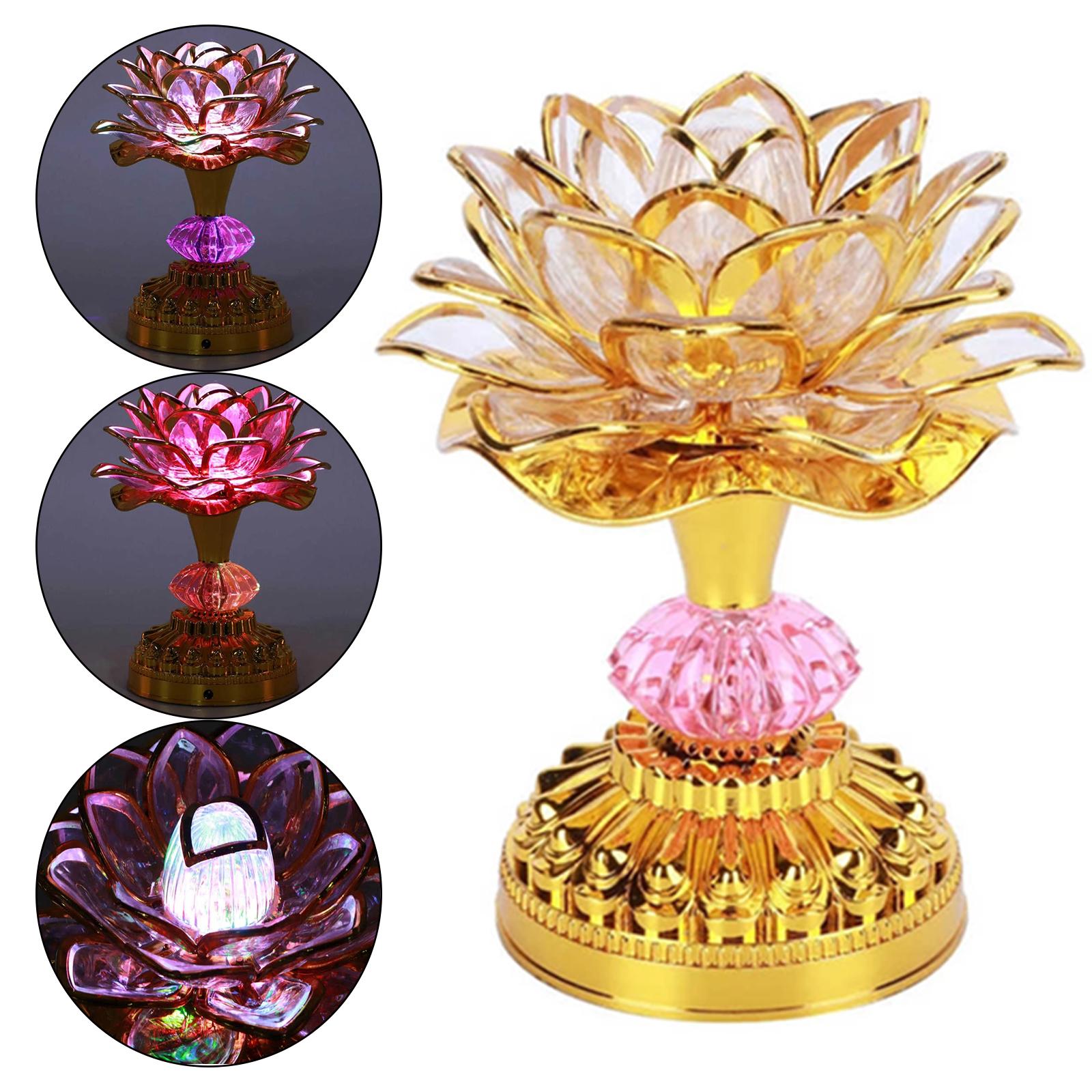 Portable Lotus Lamp Buddha Lotus Light for Temple Home Decor without music