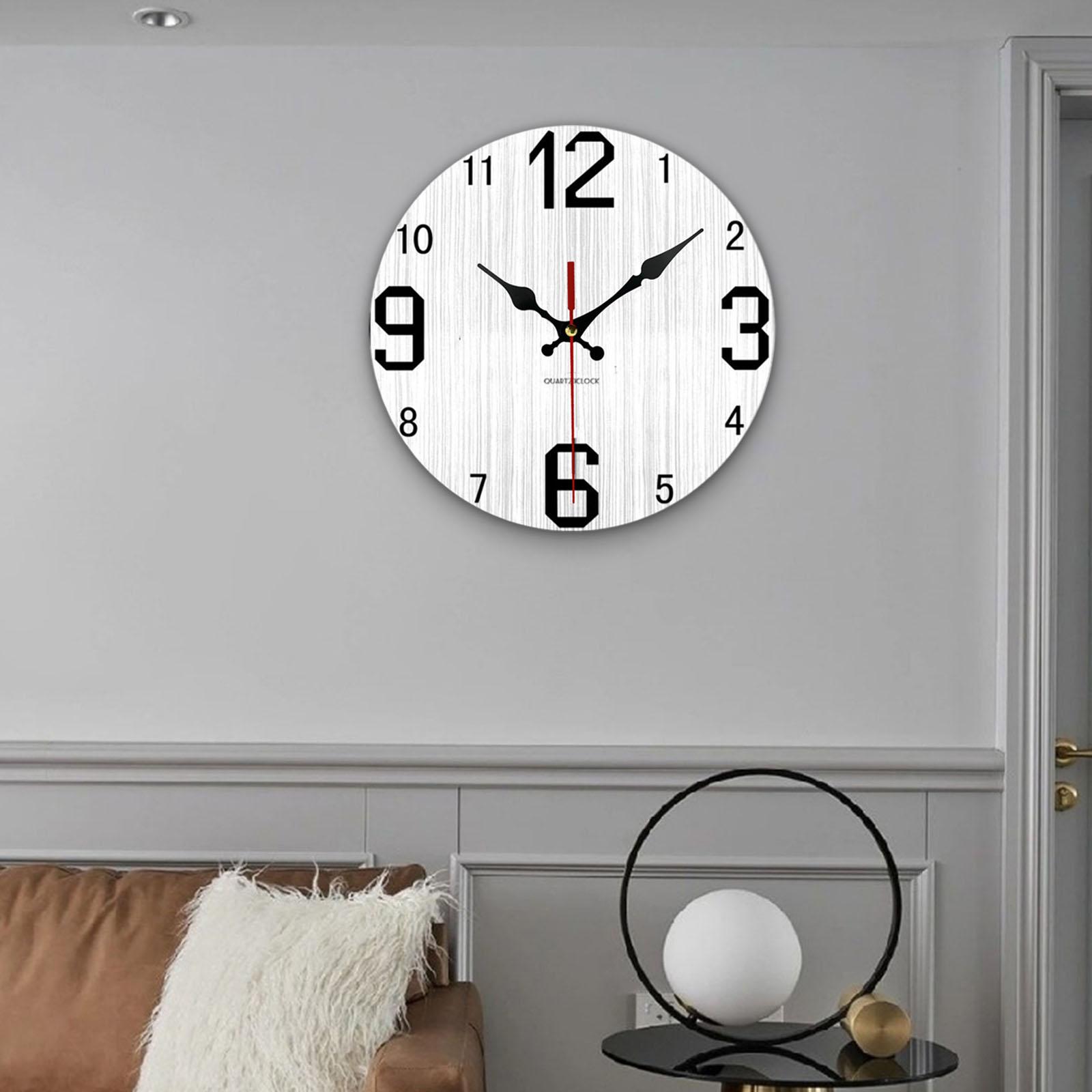 Wood Wall Clock 12inch Decorative Quartz Clocks for Bedroom Living Room Home B