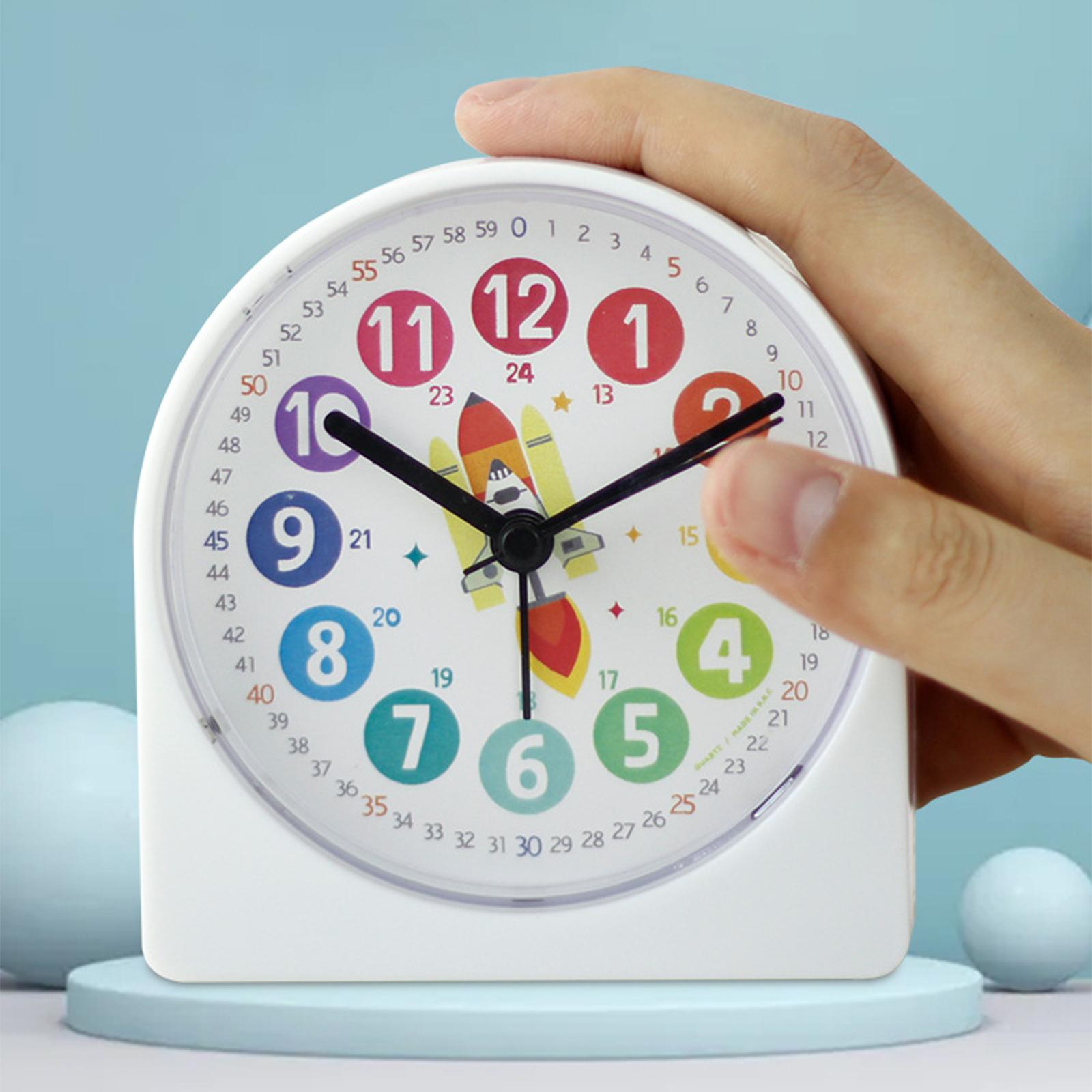 Analog Alarm Clock for Kids Night Light Mute Clock School Home Child Rocket