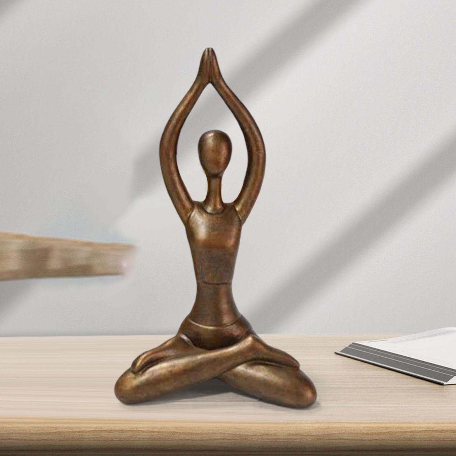 Meditation Yoga Pose Statue Arts Crafts for Desktop Decor Hands Above Head