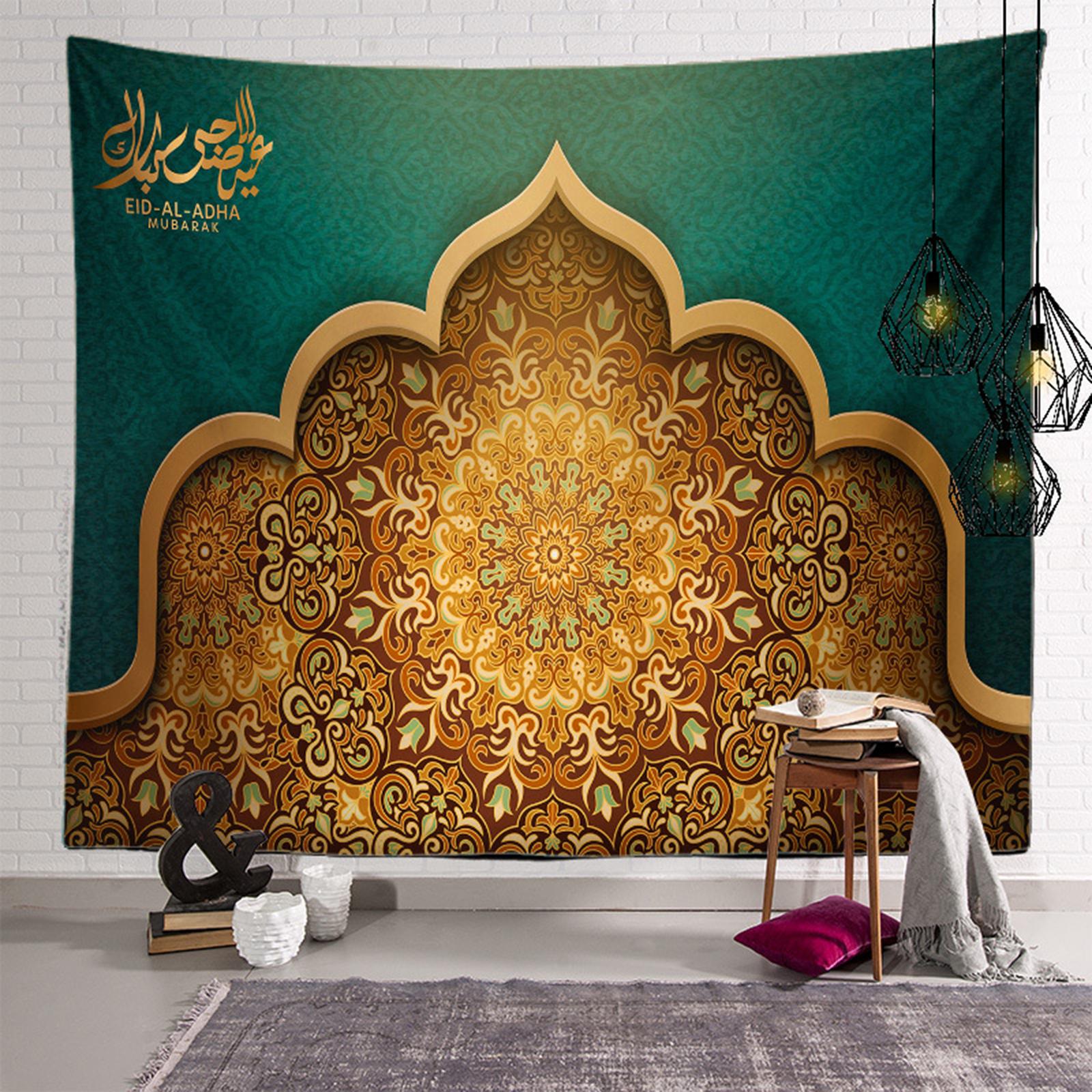 Polyester Ramadan Wall Hanging Tapestry Eid Mubarak Decor for Bedroom Home F