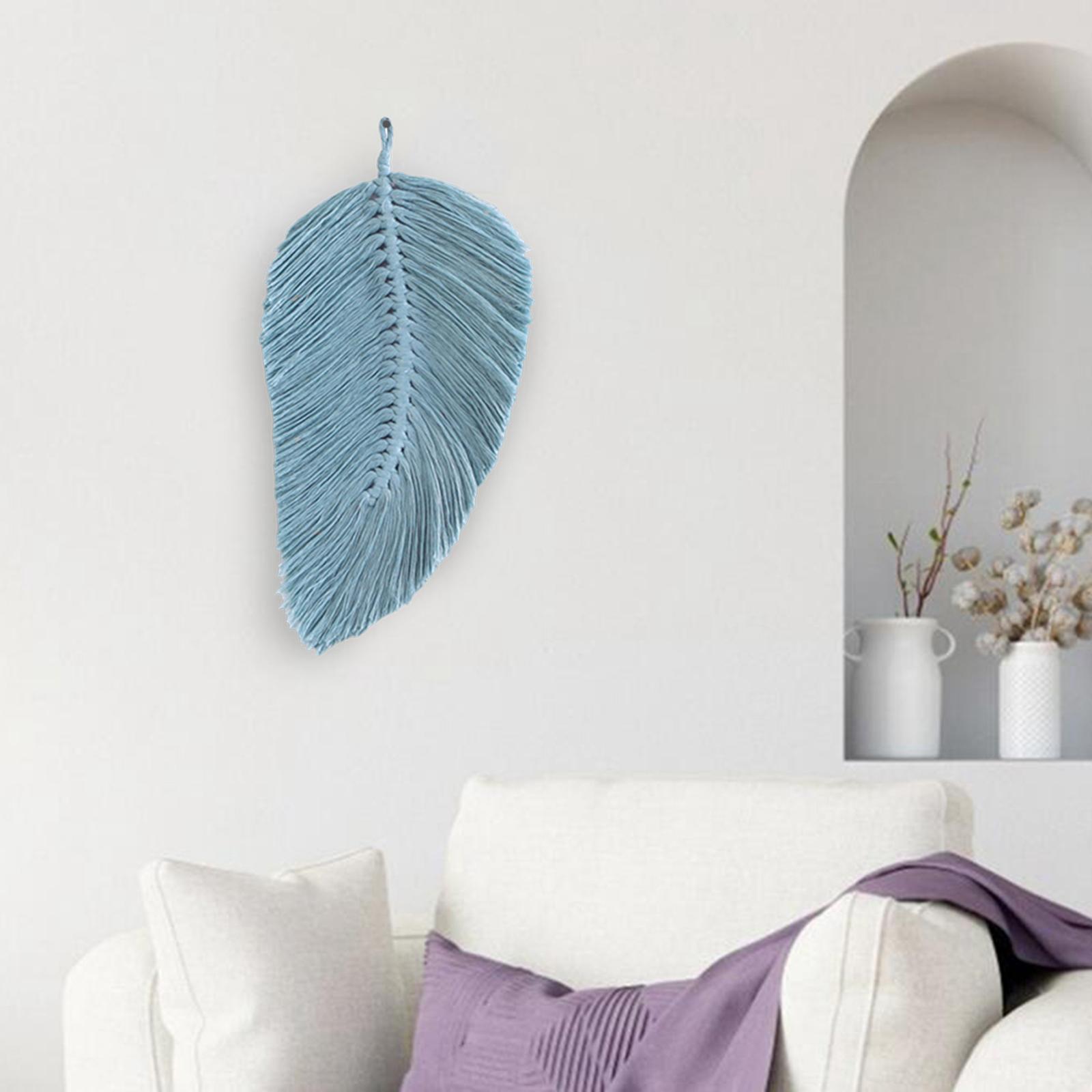 Chic Macrame Leaf Wall Hanging Boho Handmade Craft Macrame Cotton Blue