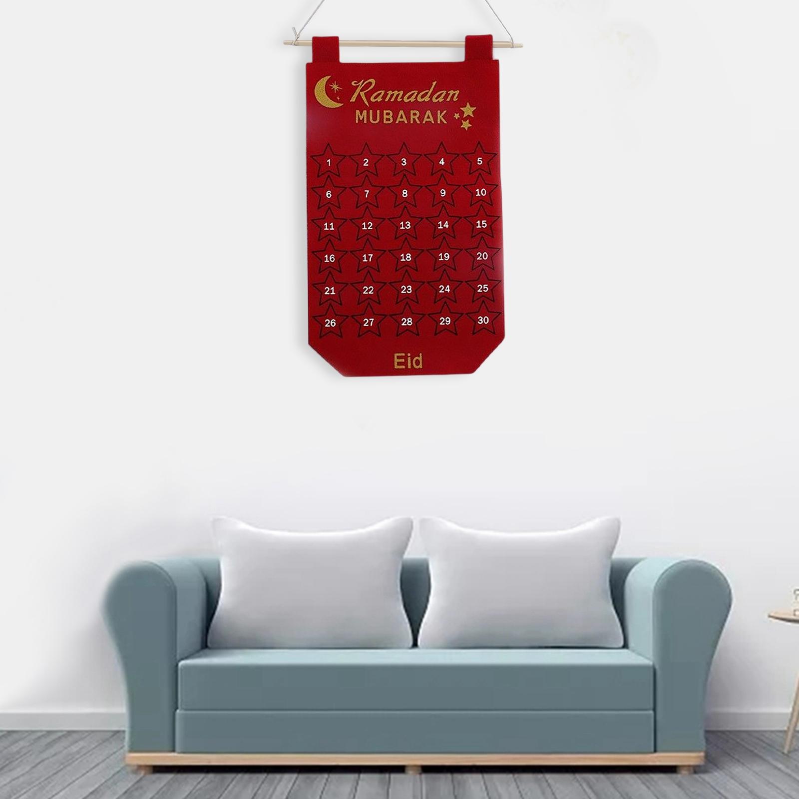 Ramadan Advent Calendar Eid Mubarak Countdown Calendar Red 28x50cm