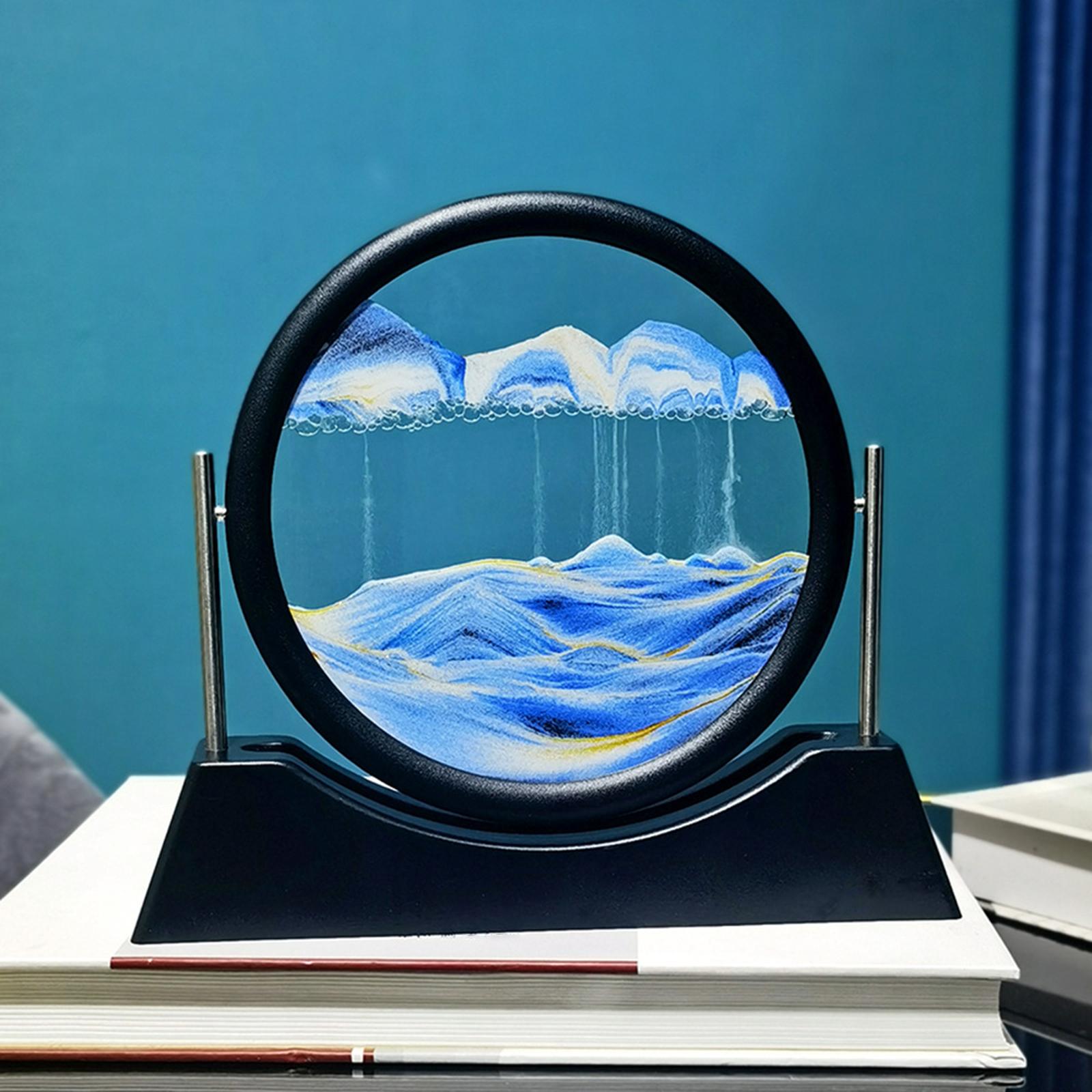 Dynamic Sand Picture Art Gift Flowing Plastic Frame Landscape Round Glass A