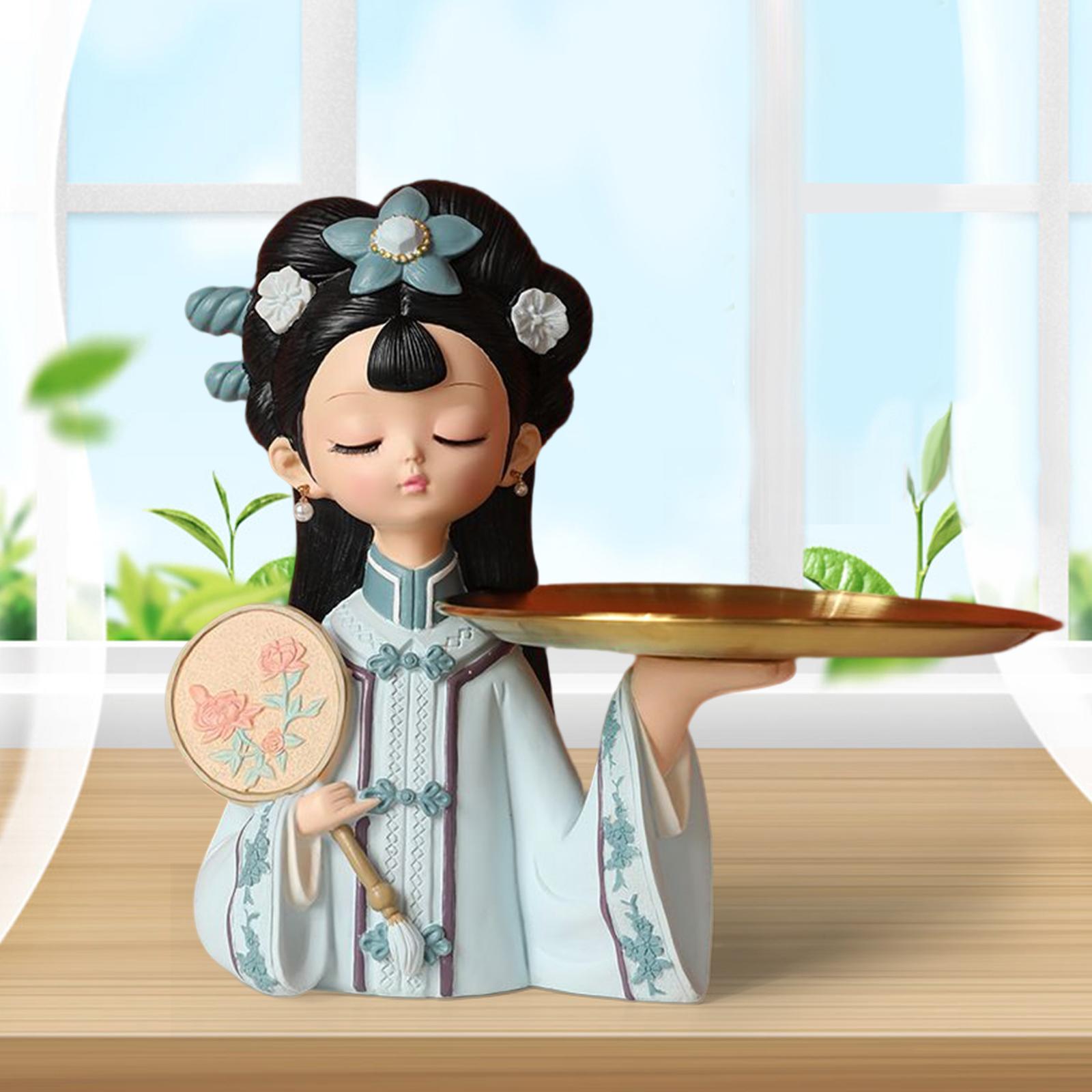 Chinese Palace Girl Figurine Home Living Room Cookie Fruit  L Tray 