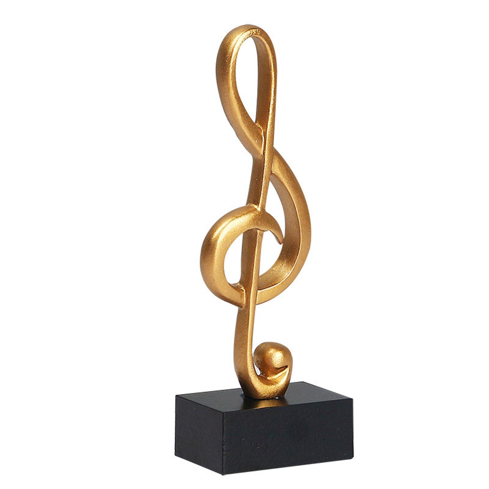Decorative Music Note Figurine Resin Statue Craft Artwork for TV Cabinet Silver