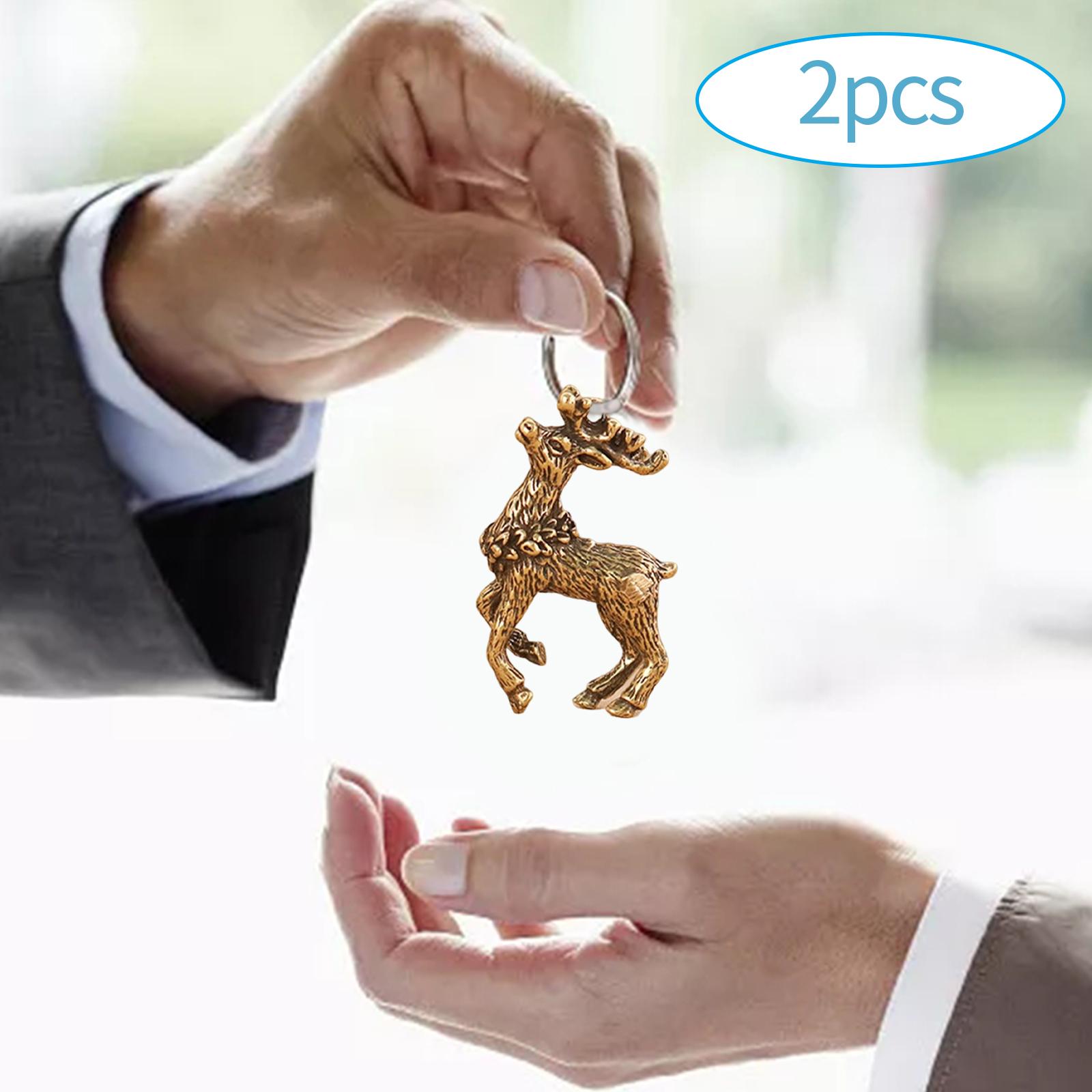 1Pair Antique Style Brass Pendants Jewelry Making DIY Craft Sika Deer Charms