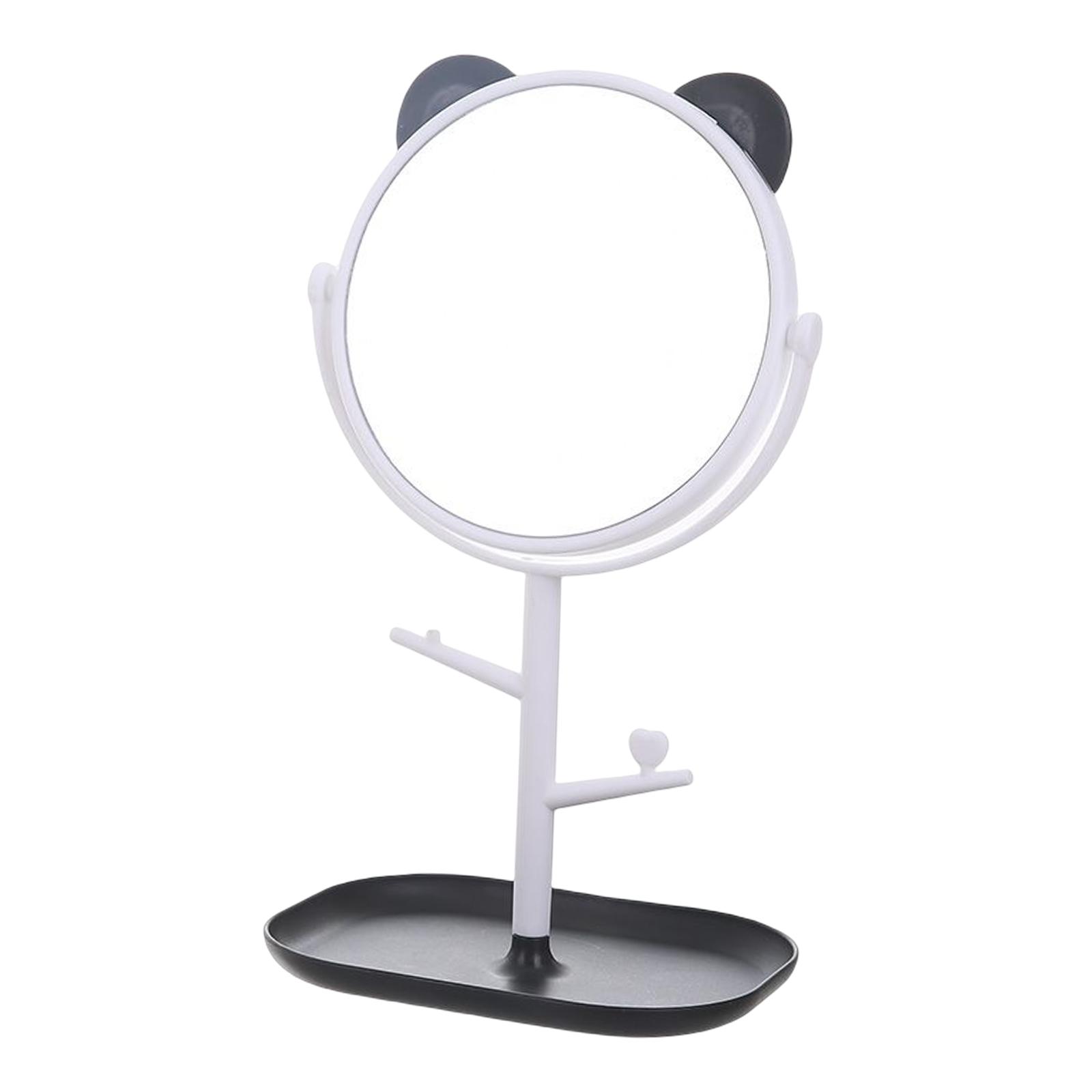 Makeup Mirror Rotatable Detachable Decorative for Bedroom Bathroom Dresser Bear Ear White