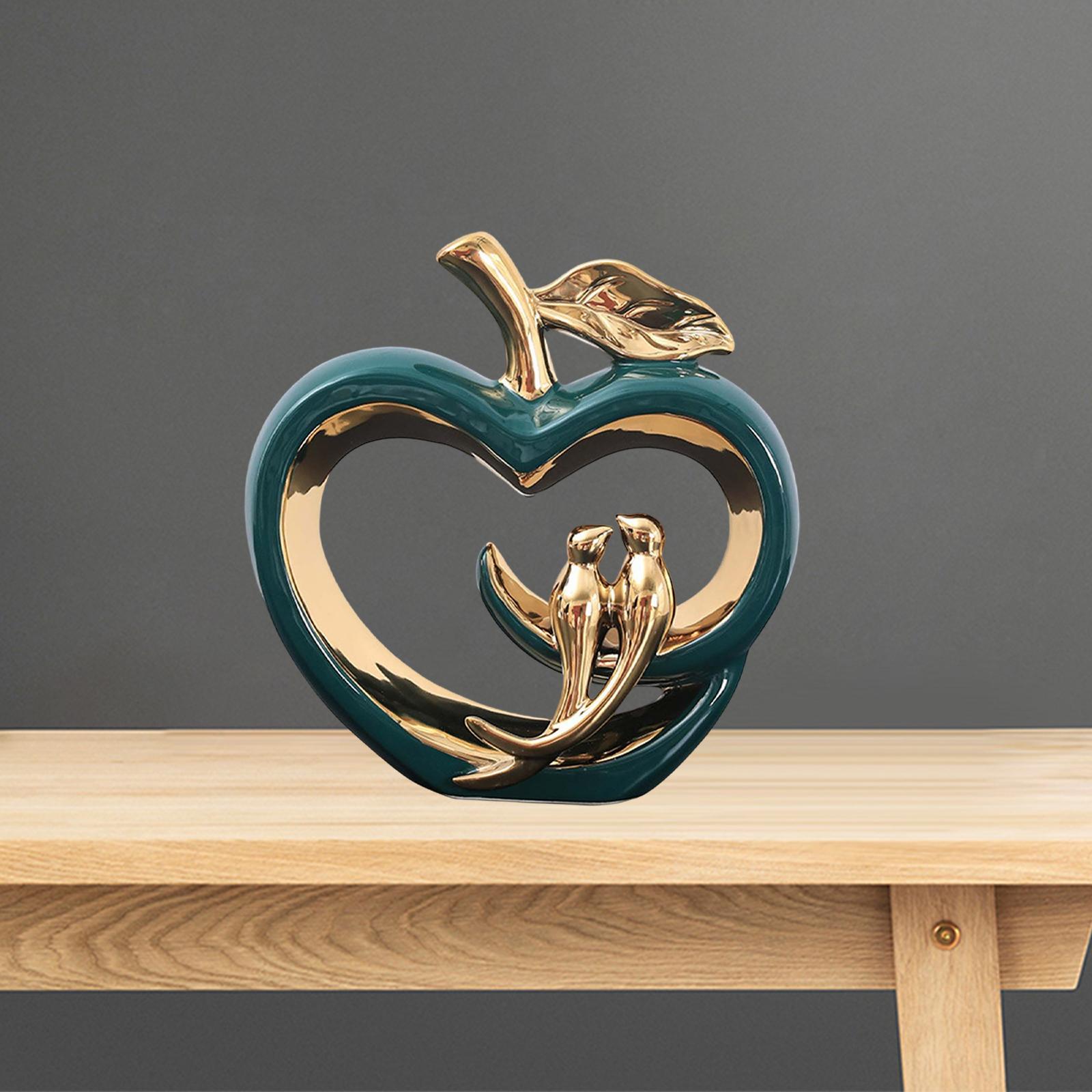 Modern Ceramic Fruit Statue Shelf Golden Birds Party Crafts Gift  Green